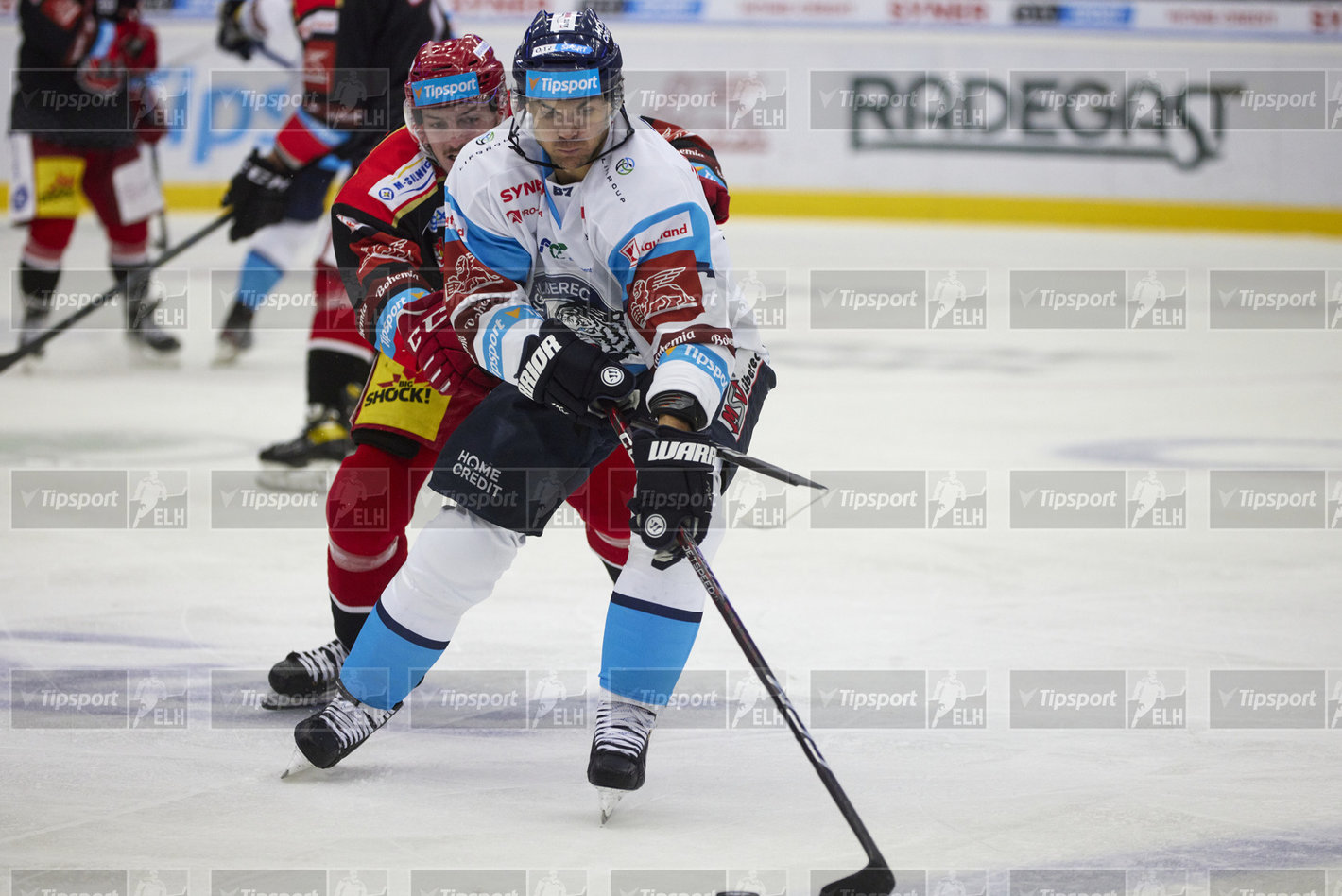 Michael Frolík bojuje o udržení puku v útočné třetině. Foto: Jiří Princ